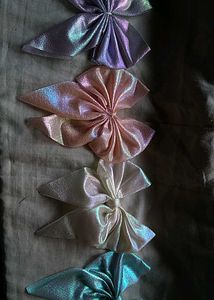 Shiny Bow Hair Ties ( Set Of 4 )