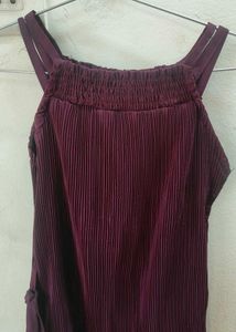 Burgundy Pleated Dress