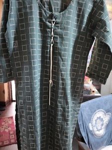 Greyish Green Checkered Kurta