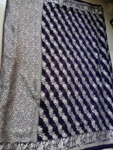 Purple And Silver Toned Festive Saree