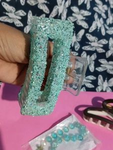 Sparkly Hair ClawClip+aesthetic Clecture+bracelet