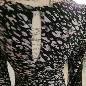 Dress Sheath Leopard Print Lace Black White Pink