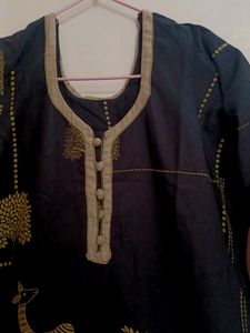 Black Kurti  With 3/4 Sleeves