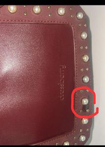 Burgundy Sling Bag with Pearl Detail