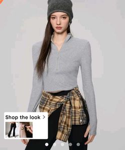 Gray Long Sleeve Crop Top