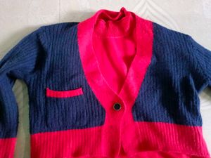 Beautiful Red Highneck Top With Outer