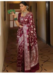 Elegant Maroon Banarasi Saree