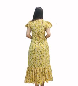 Yellow Floral Midi Dress