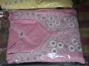 Floral Embroidered Fabric - Light Blue