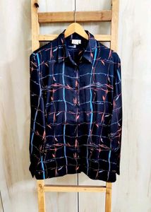 Black Printed Shirt Size-46