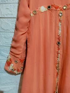 Coral mirror-detail dress