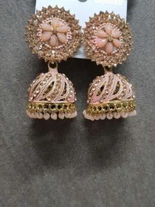Pink Jhumka Earrings