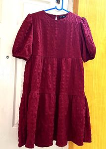 Maroon Tiered Mini Dress