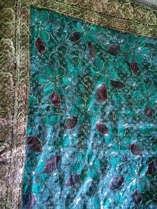 Emerald Green Floral Sequin Scarf