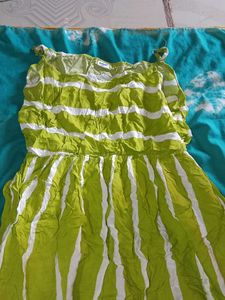 Green & White Striped Dress