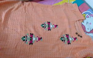 Peach Embroidered Kurta