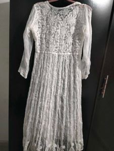 Pure White Chikankari Anarkali Kurta