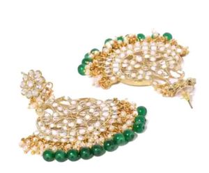 Zaveri Pearls Gold Toned &amp; Green Set of Earrings