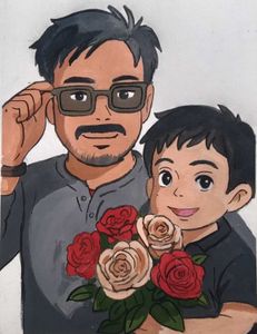 Custom Father &amp; Son Portrait Aclyric Painting
