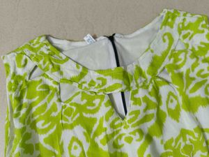 Green &amp; White Printed Dress