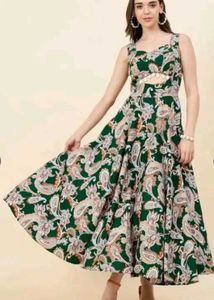 Elegant Green Paisley Print Dress