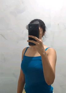 Elegant Blue Knit Tank Top