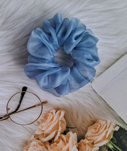Light Blue Organza Scrunchie