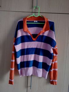 Striped Collared Sweater