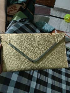 Golden Cluch Bag With Chain