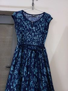 Floral Print Fit And Flare Tie Up Dress 💙👗