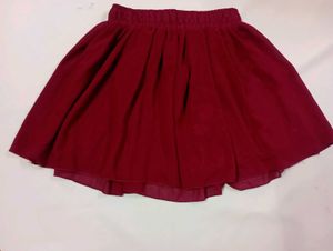 Maroon Pleated Skirt