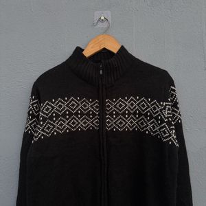 Patterned Zip-Up Sweater