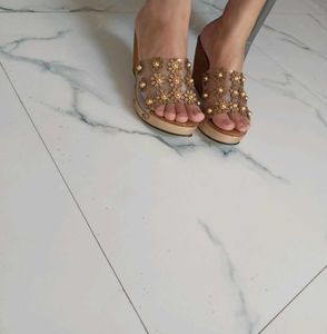 Gold Transparent Heels..