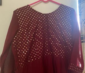 Asil Maroon Ethnic Gown with full Inner – Size 3XL