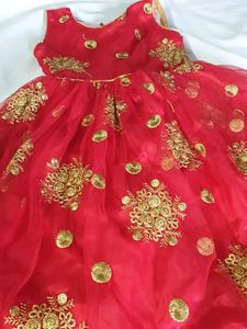Girls Red Partywear Dress | Function Wear Gown