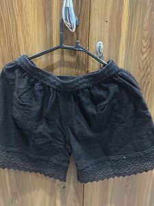 Black Lace Trim Shorts