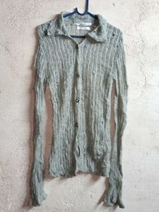 🇨🇳See-through Fashion Knit Cardigan Vintage Grey