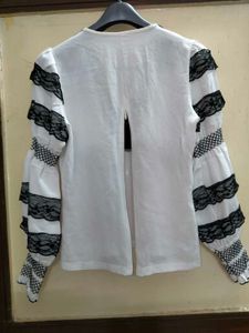 White Lace Ruffle Top With Zipper In the Back