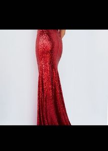 Red Sequin Gown with Bow