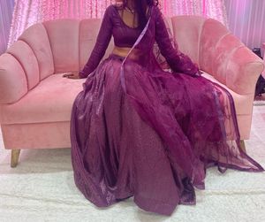 Purple Sequined Lehenga