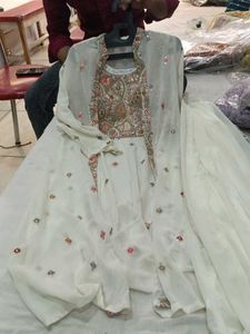Elegant White Shrara Dress