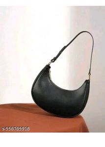 Black Shoulder Bag with Flower Charm