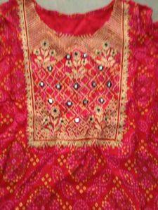 Red Colour Chunari Kurta Set With Dupatta