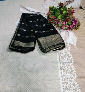 Black Organza Wedding Party Wear Saree