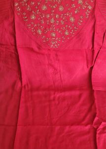 Red gold Embroidered Short Kurti for Young Girls
