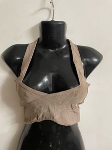 Brown Bustier Halter Neck Top