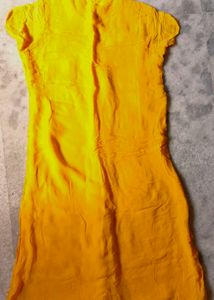 Yellow Embroidered Kurti Top