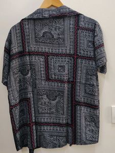 Patterned Short Sleeve Button-Up