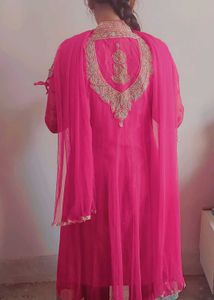 Pink Embroidered Anarkali Kurta