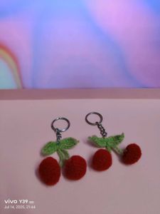 Crochet Cherry Keychains